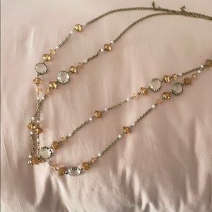 Long layer necklace with crystals